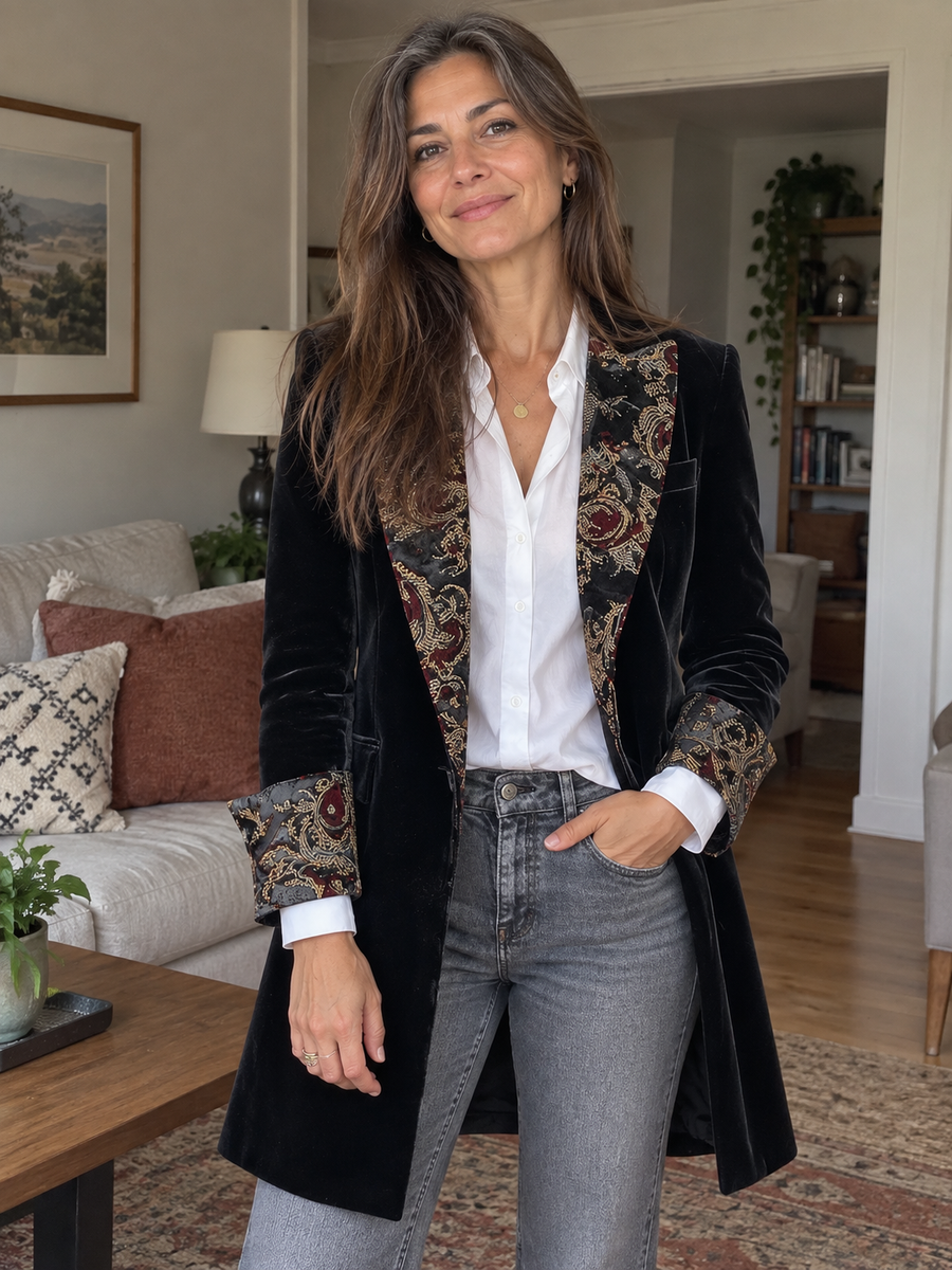 Foto · Vivia · Blazer nero barocco