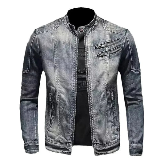 Pierluigi · Giacca denim con collo alto e zip — foto 1