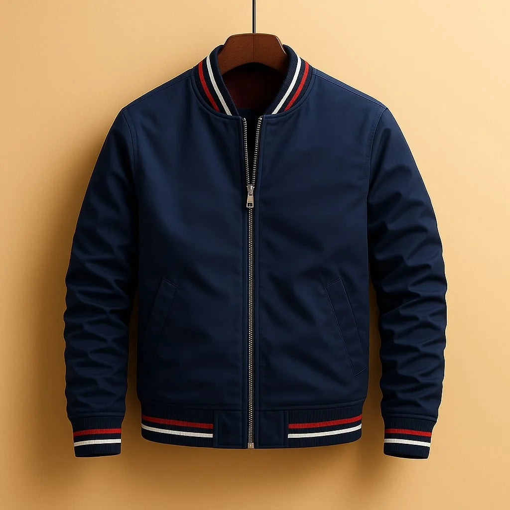 VALTORENI | RIVIERA — bomber con bordi a righe · Blu navy