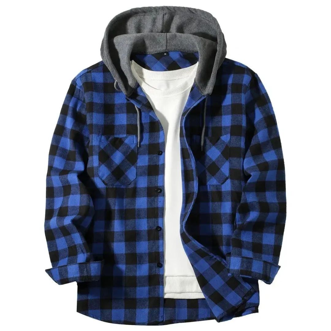 VALTORENI | Tiziano — Giacca a quadri con cappuccio · Blu