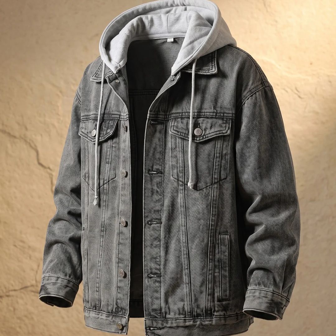 VALTORENI | Dario — Giacca denim con cappuccio · Grigio