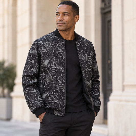 VALTORENI | FOLIAME — bomber elegante a fantasia — Nero