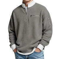 Loris · Maglia waffle con mezza zip — Colore Grigio chiaro