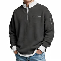Loris · Maglia waffle con mezza zip — Colore Antracite