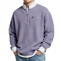 Loris · Maglia waffle con mezza zip — Colore Viola