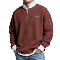 Loris · Maglia waffle con mezza zip — Colore Rosso