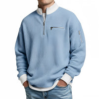 Loris · Maglia waffle con mezza zip — Colore Azzurro