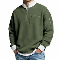 Loris · Maglia waffle con mezza zip — Colore Verde militare