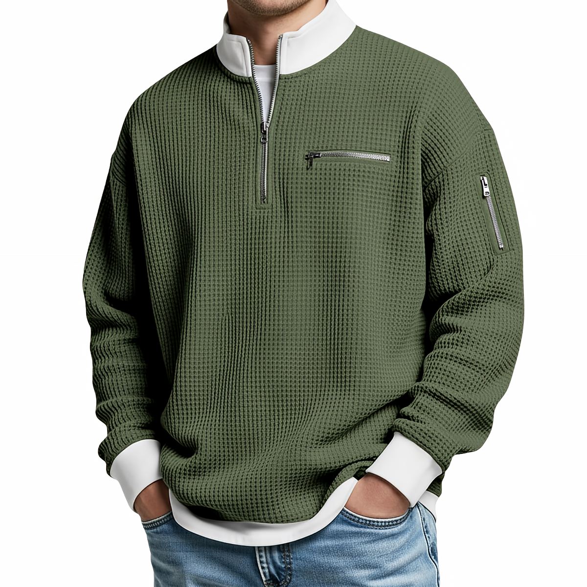 Loris · Maglia waffle · Verde militare