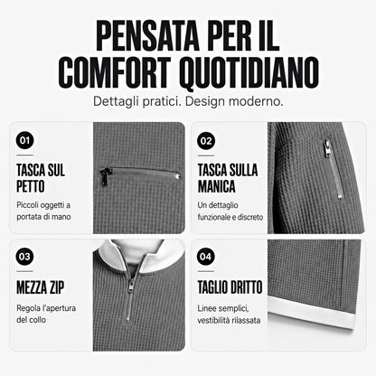 Loris · Maglia waffle con mezza zip