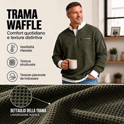 Loris · Maglia waffle con mezza zip