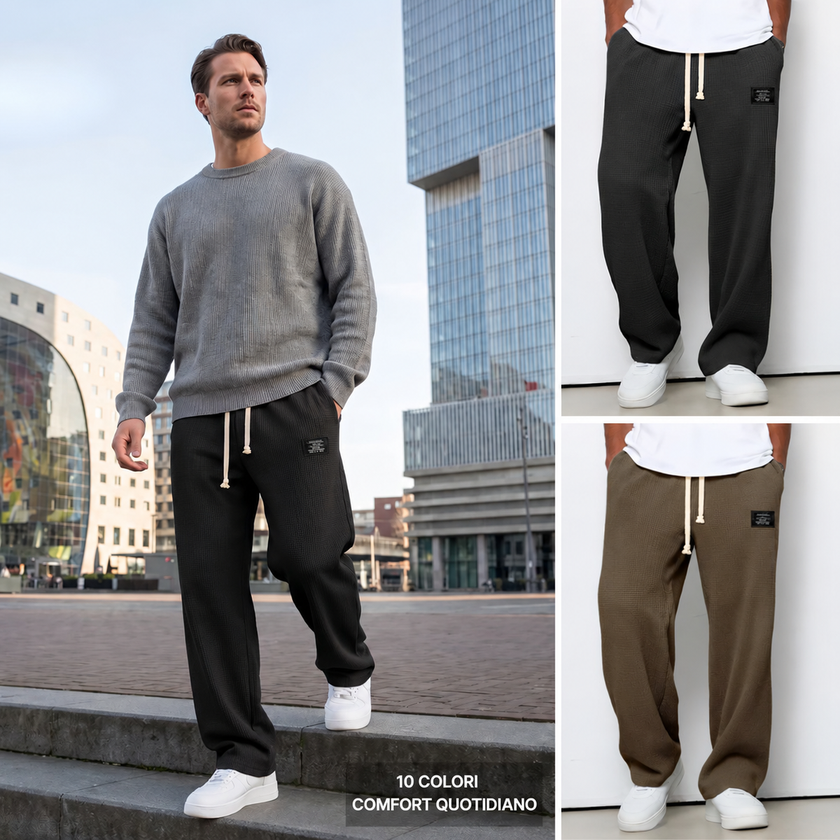 Levante · Pantaloni waffle ampi · immagine con testi in italiano