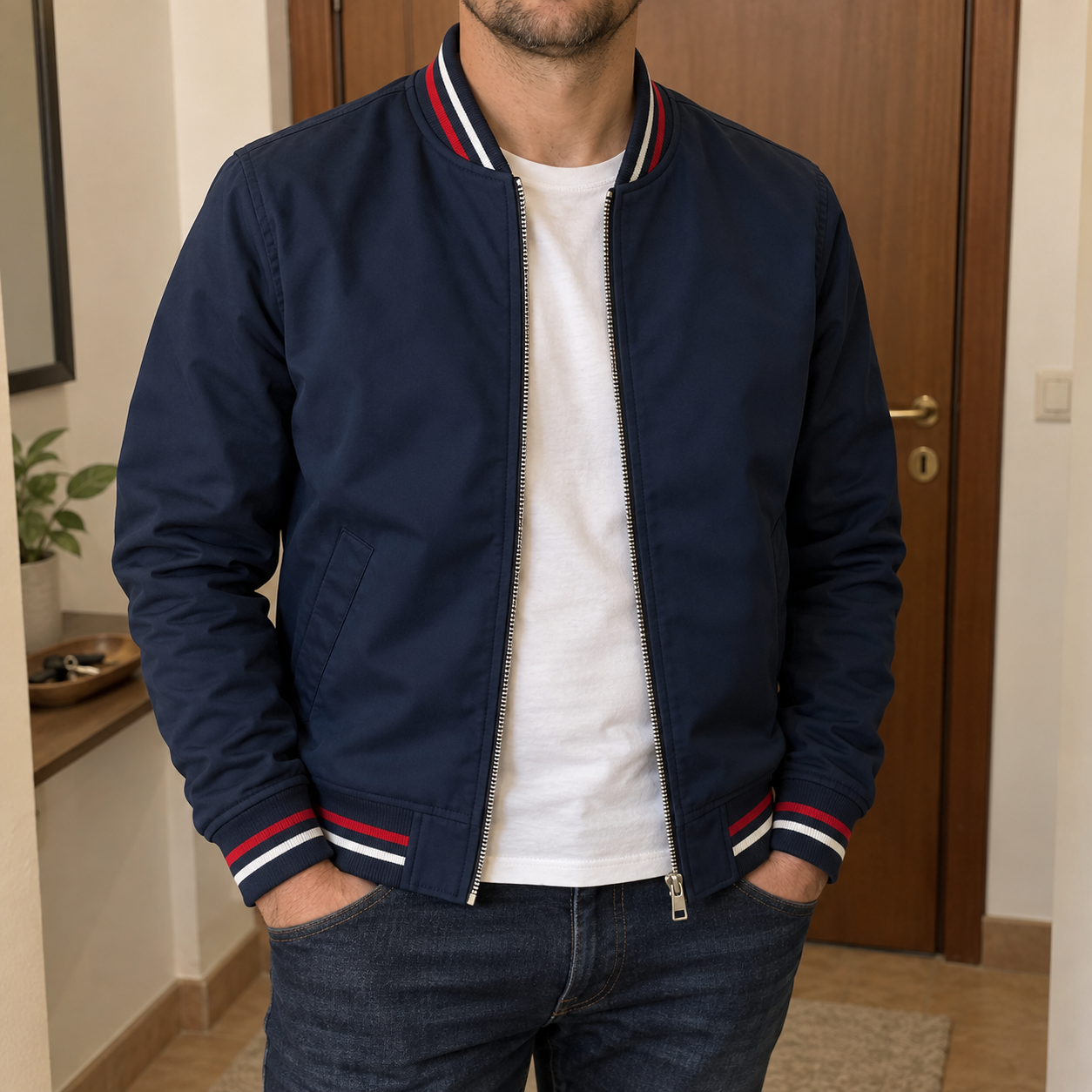 Riviera · Bomber con bordi a righe · foto cliente
