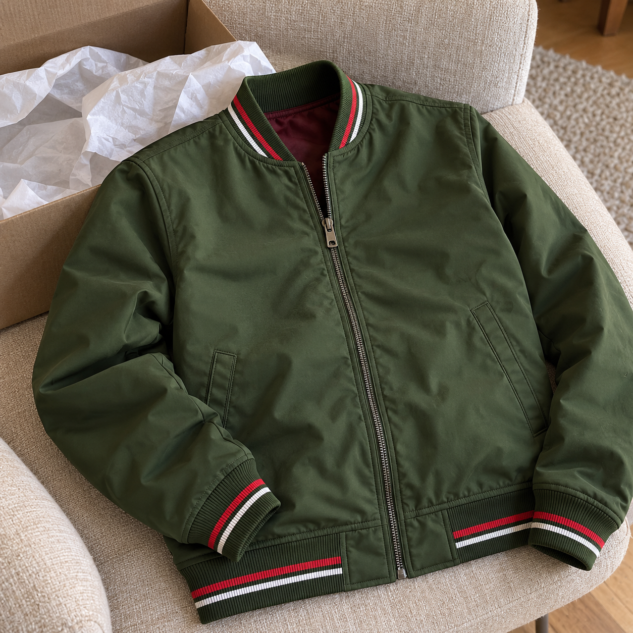 Riviera · Bomber con bordi a righe · foto cliente
