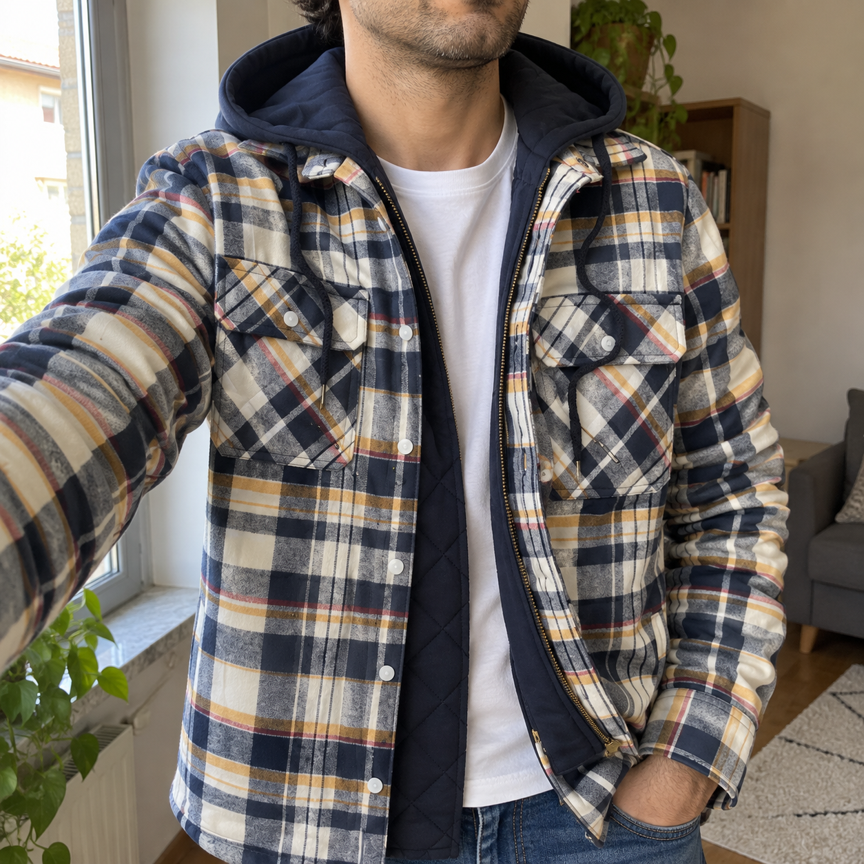 Gualtiero · Giacca a quadri con interno trapuntato · foto cliente