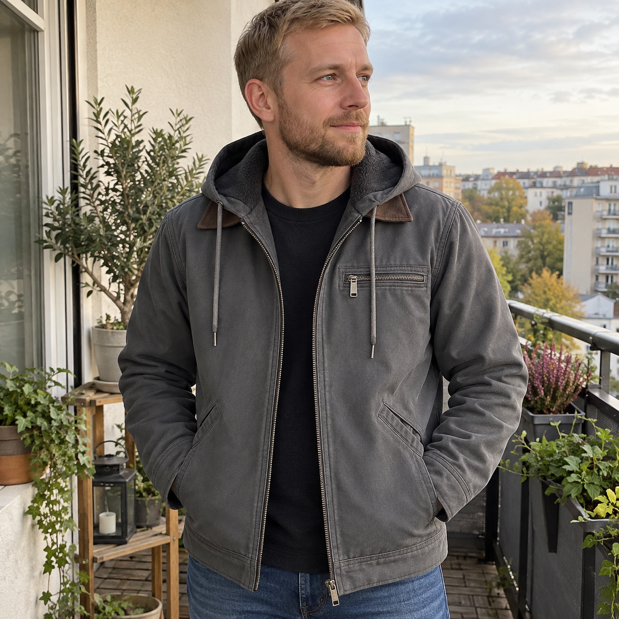 Corrado · Giacca casual autunnale con cappuccio · foto cliente