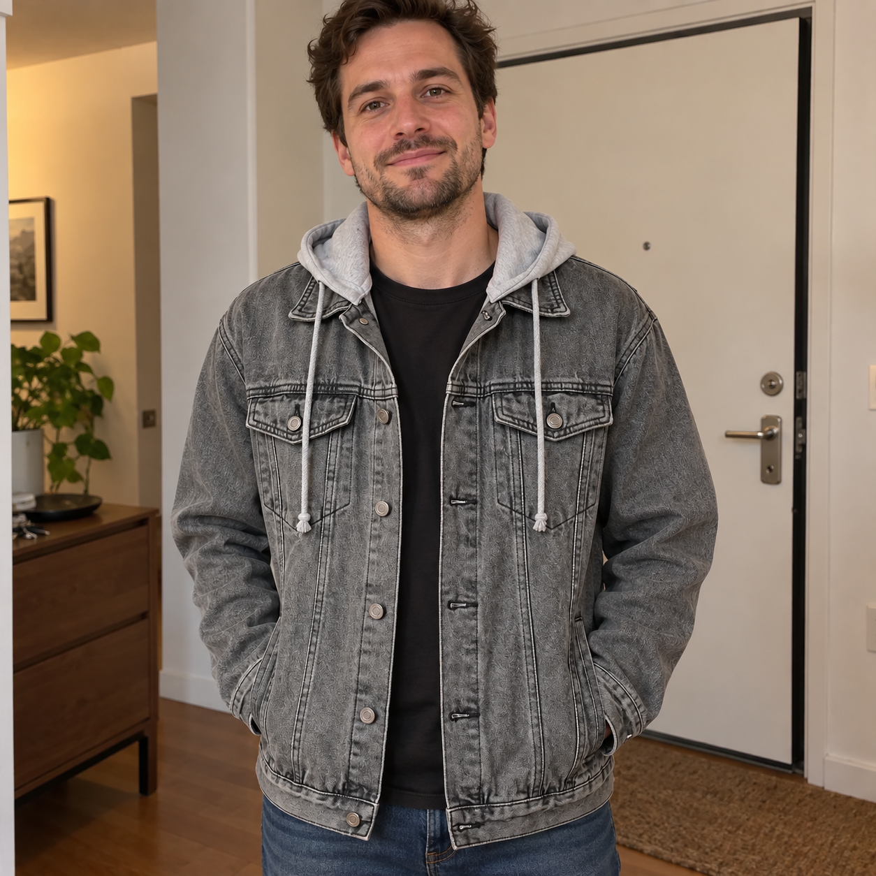Dario · Giacca denim con cappuccio · foto cliente
