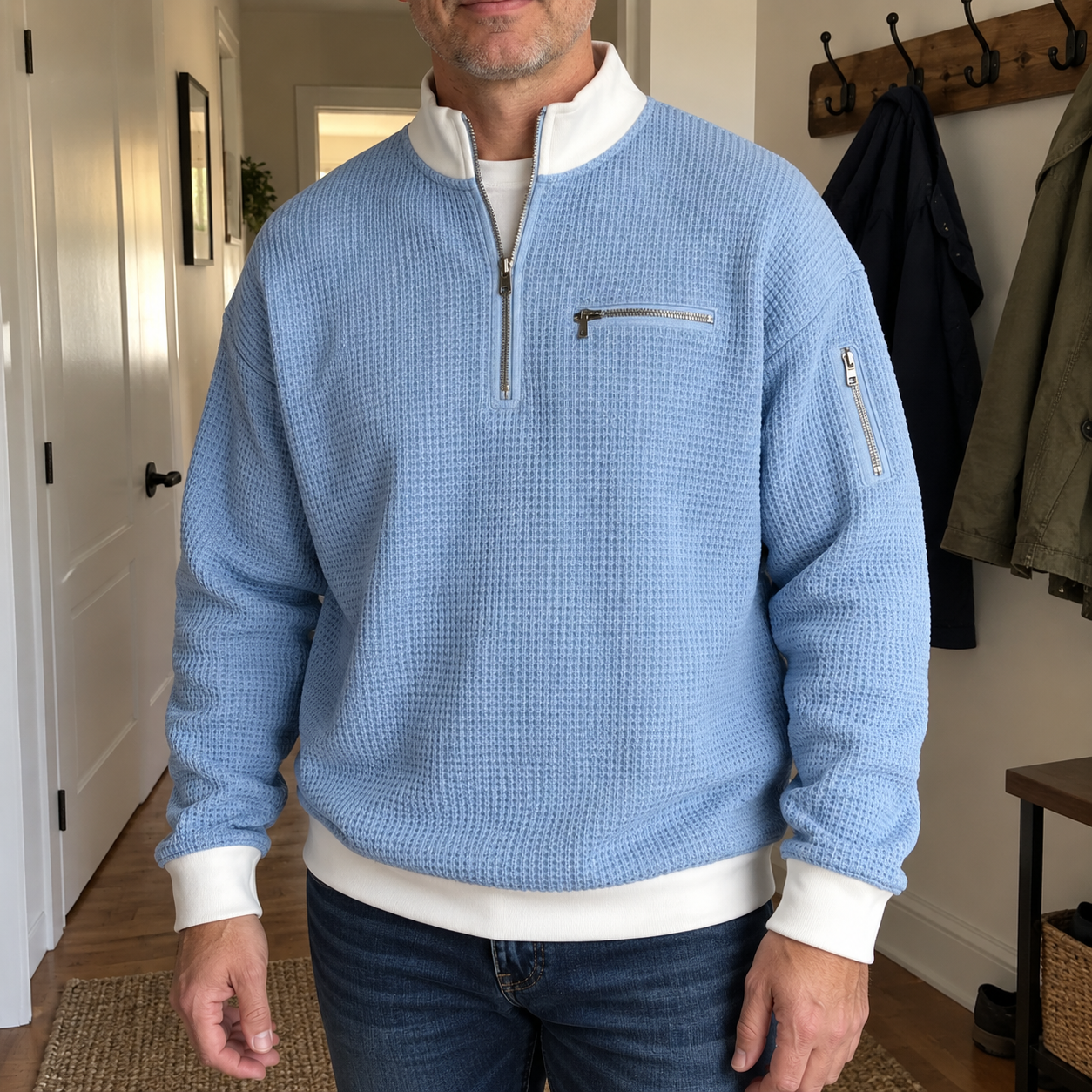 Loris · Maglia waffle con mezza zip · foto cliente